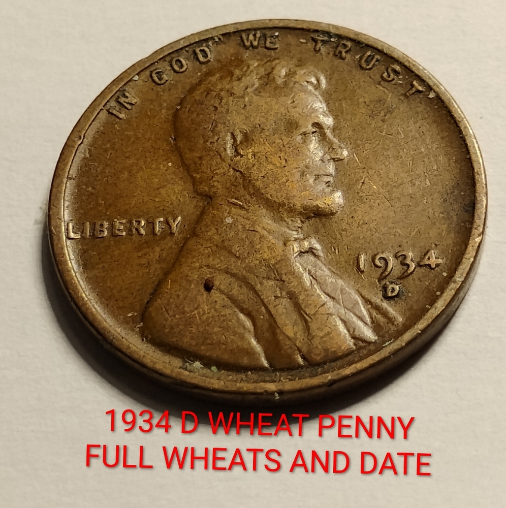✅❤️1934 D Wheat Penny Vintage Coins Authentic